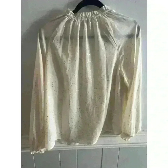 Women’s Holiday Blouse Size Medium Cream & Gold Long Sleeved - Picture 3 of 3